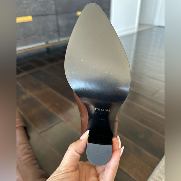 CELINE WILTERN Calfskin RIDING BOOT WITH TRIOMPHE 90mm Brown KneeHigh Boots 39.5 - Picture 8 of 16